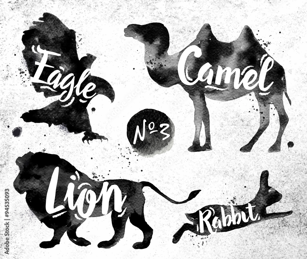 Obraz premium Painted black animals camel