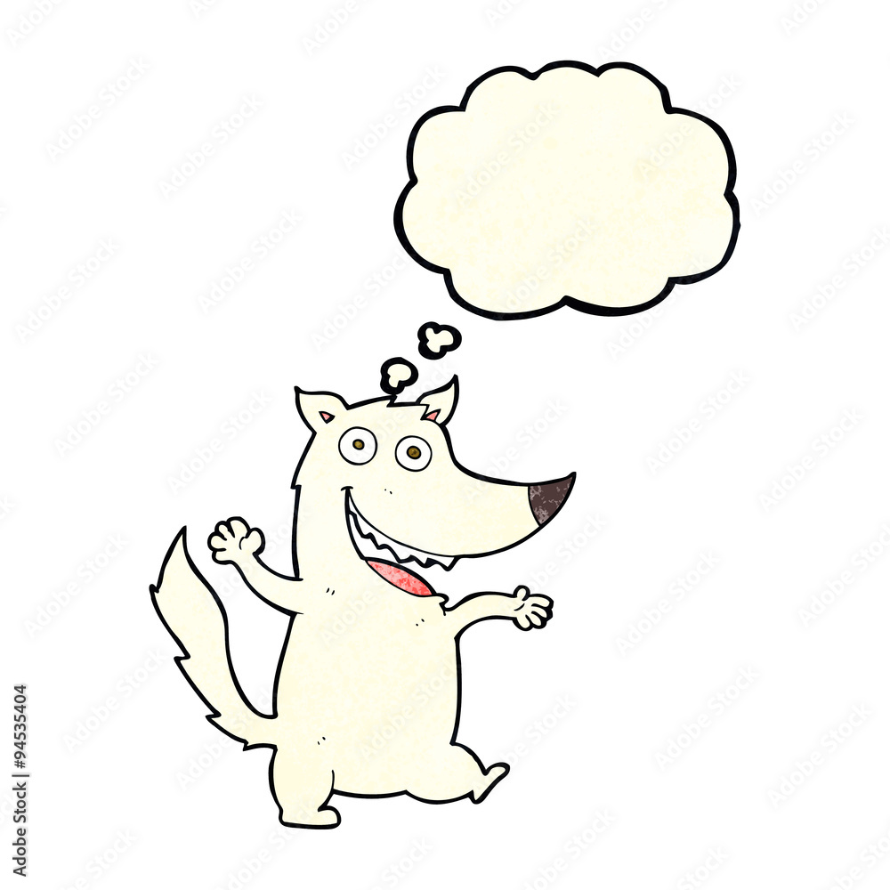 cartoon happy wolf with thought bubble cartoon happy wolf with thought bubble