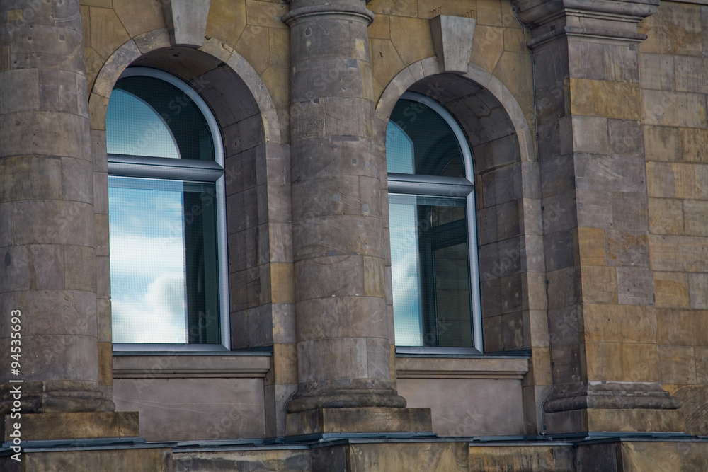 Detail of the facade of the building