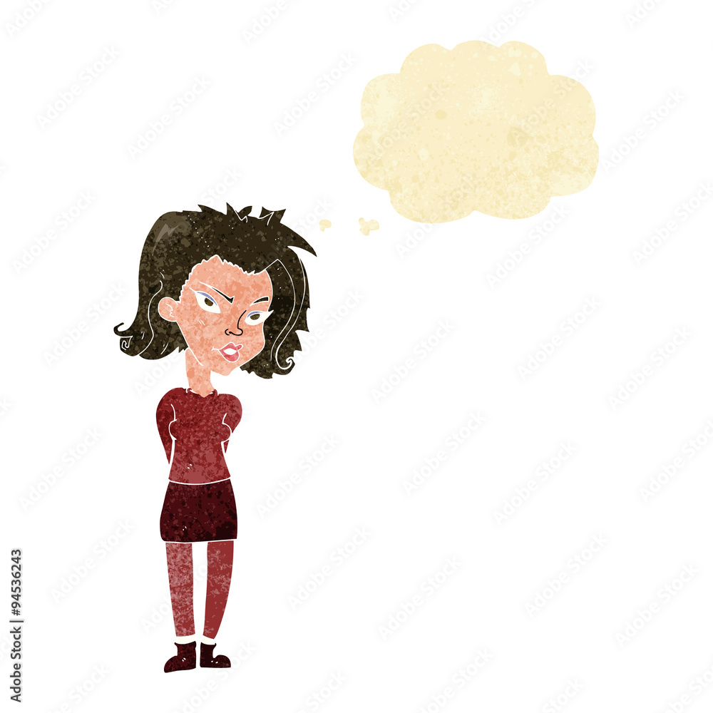 cartoon woman with thought bubble cartoon woman with thought bubble
