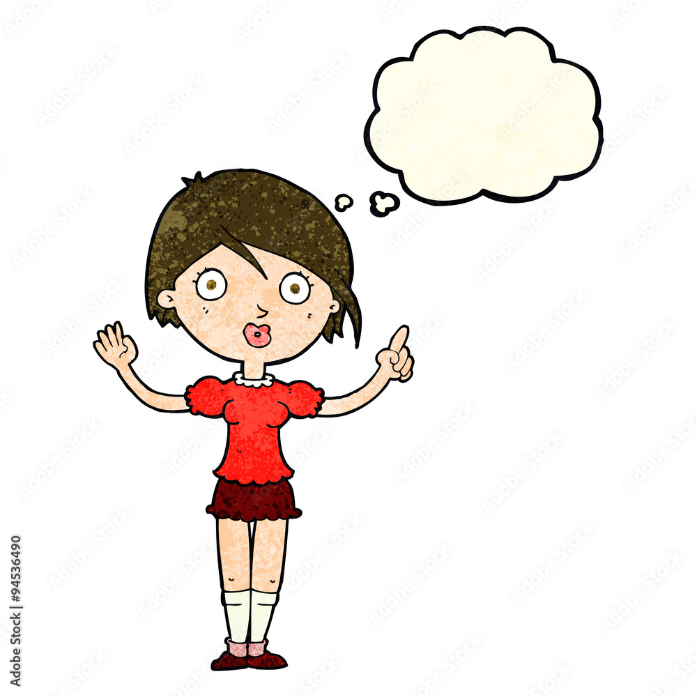 cartoon girl asking question with thought bubble cartoon girl asking question with thought bubble