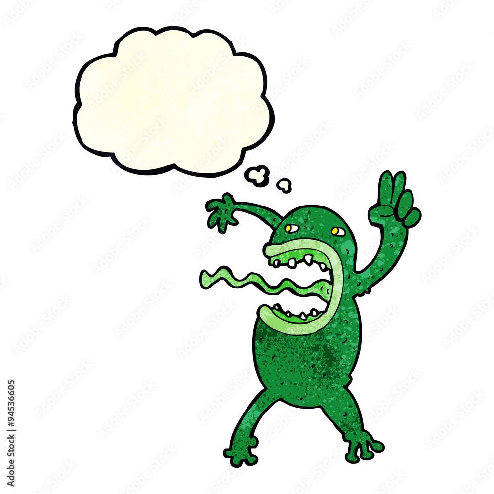 Fototapeta premium cartoon crazy frog with thought bubble