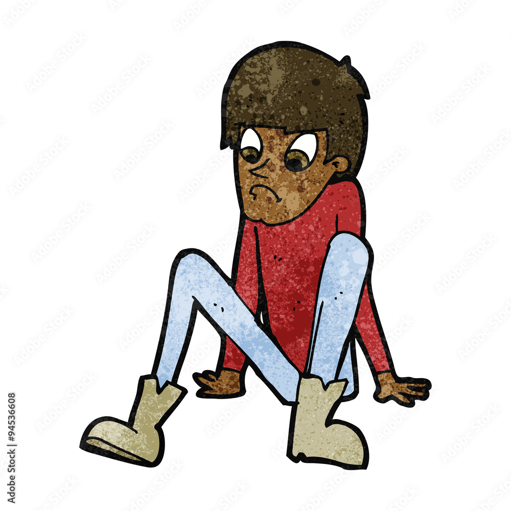 Fototapeta premium cartoon boy sitting on floor
