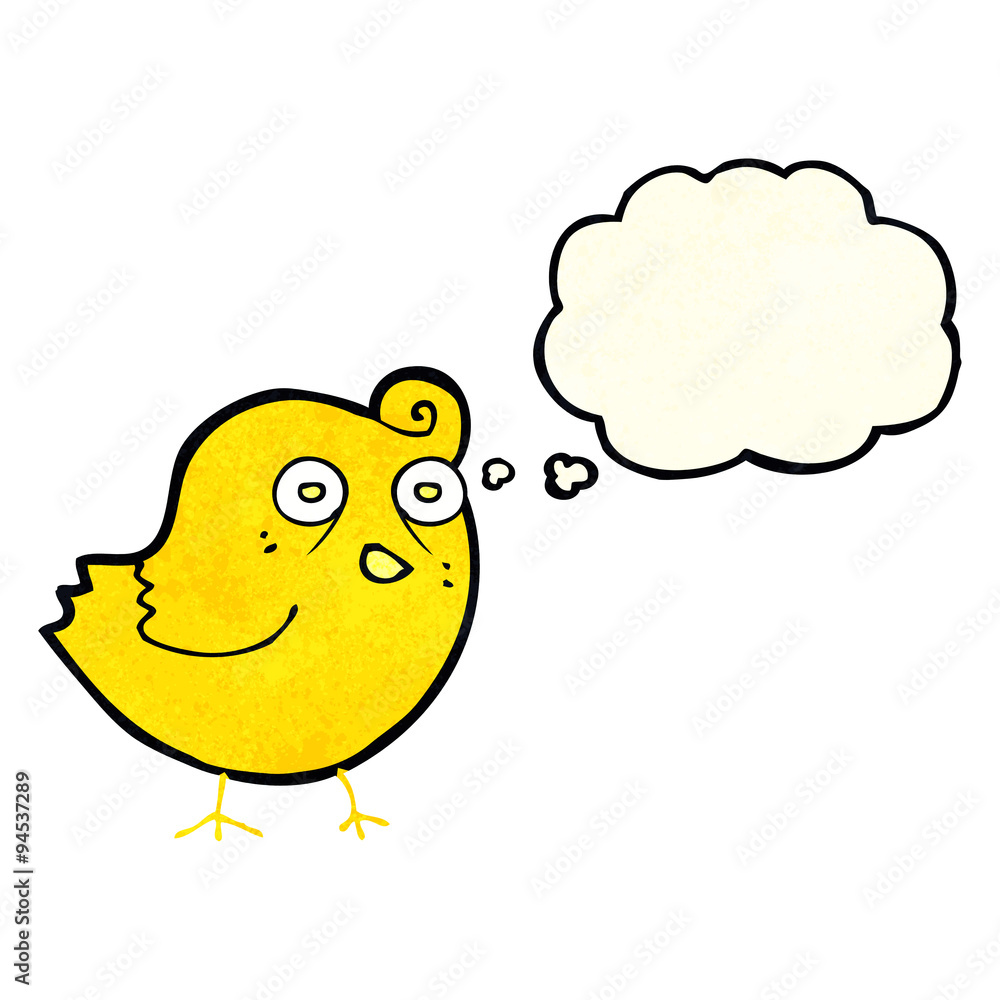 funny cartoon bird with thought bubble funny cartoon bird with thought bubble