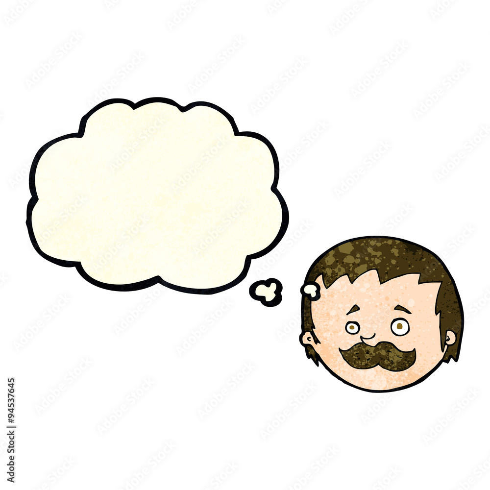 cartoon man with mustache with thought bubble cartoon man with mustache with thought bubble