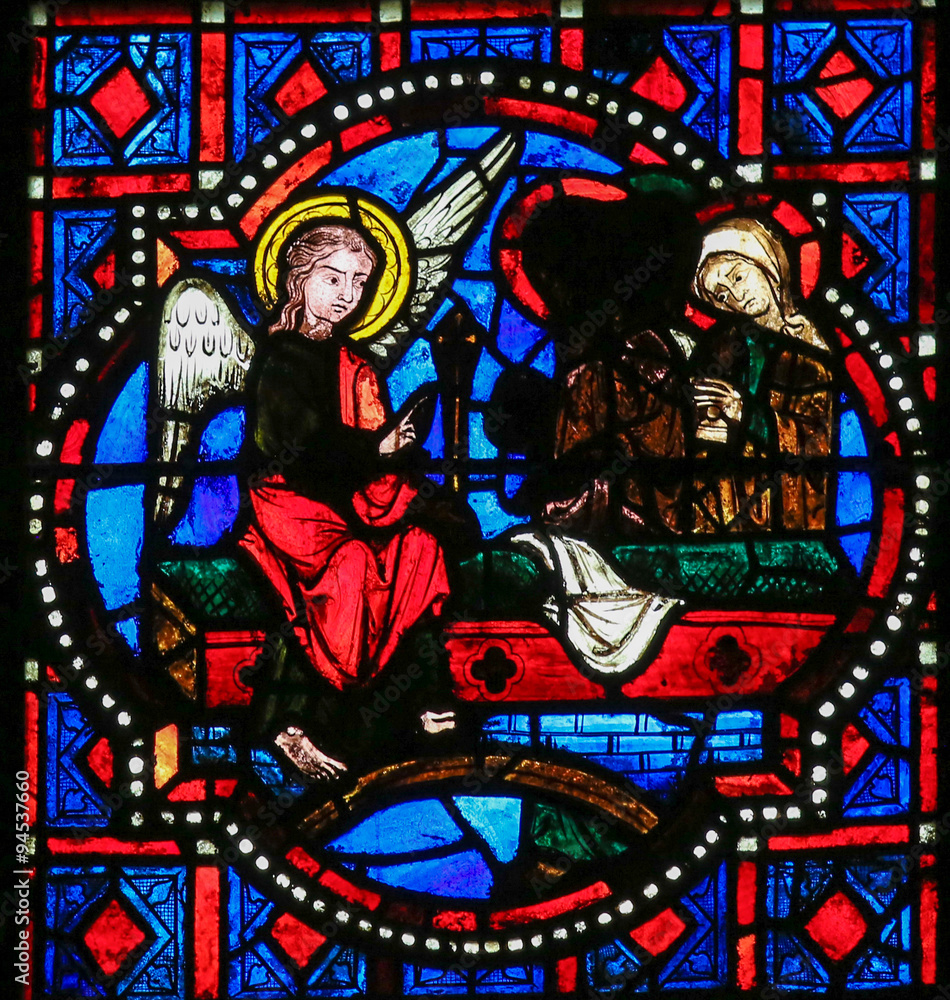 Annunciation - Stained Glass in Tours Cathedral Annunciation - Stained Glass in Tours Cathedral
