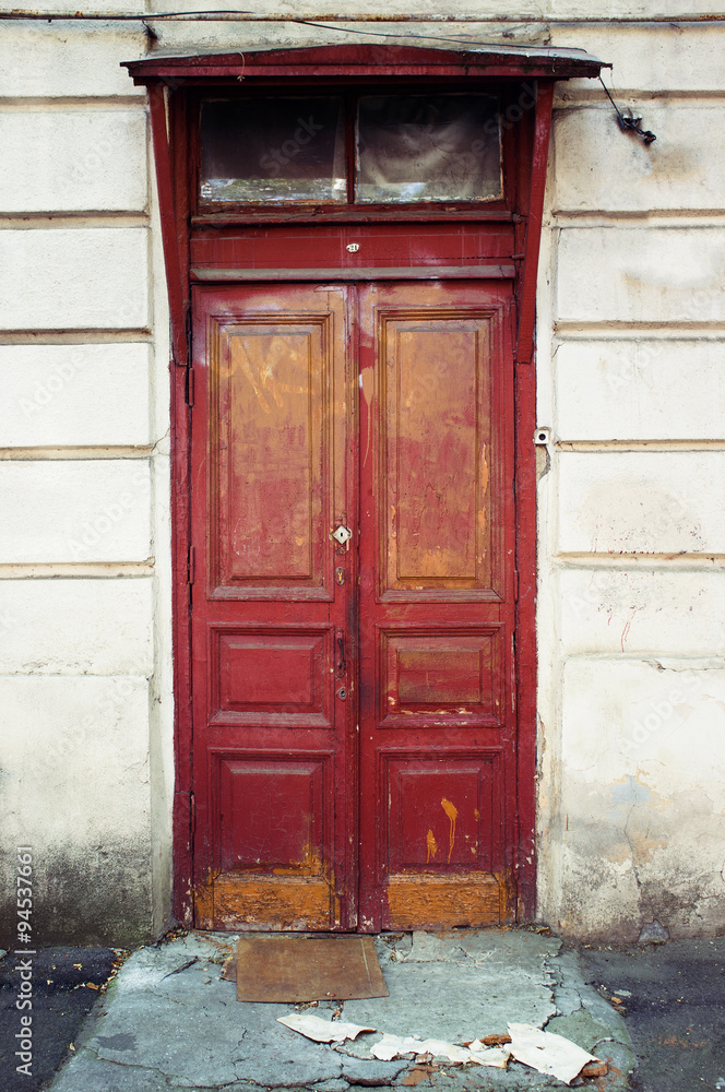 Vintage red painted door