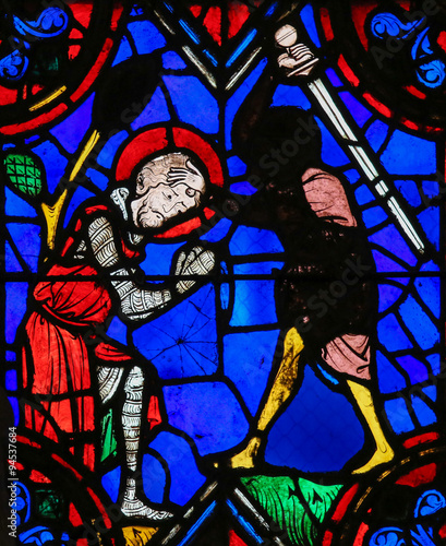 Stained glass window in Tours Cathedral