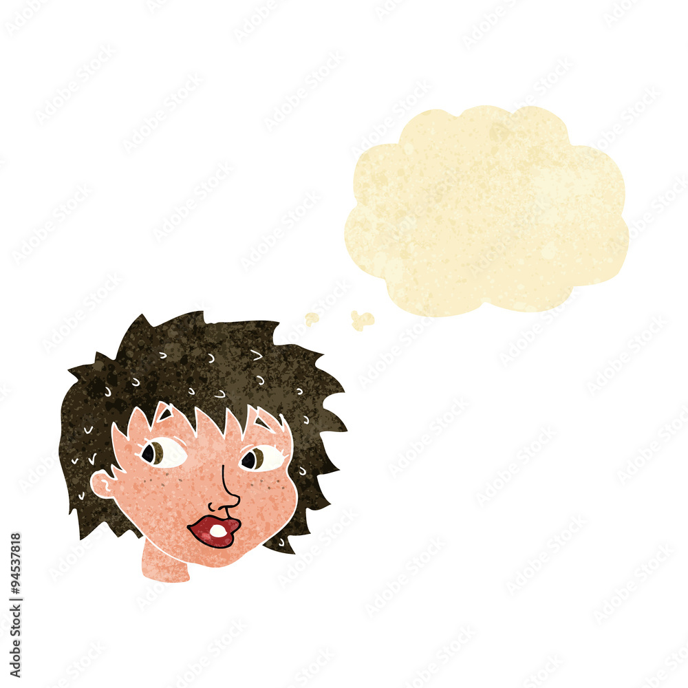 cartoon surprised woman with thought bubble cartoon surprised woman with thought bubble