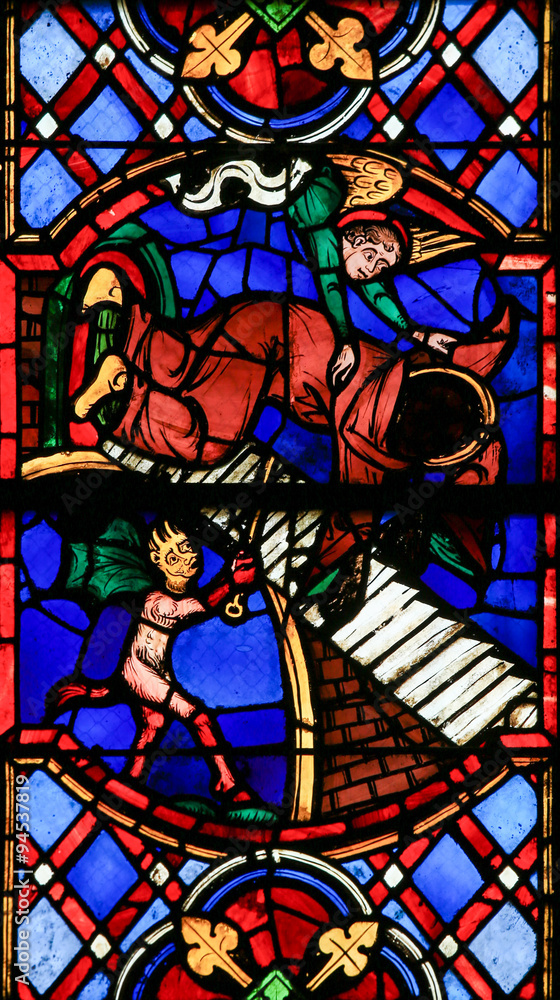 Stained Glass in Tours Cathedral - Good and Evil Stained Glass in Tours Cathedral - Good and Evil