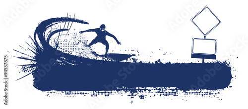 surf scene with surfer doing wave sliding