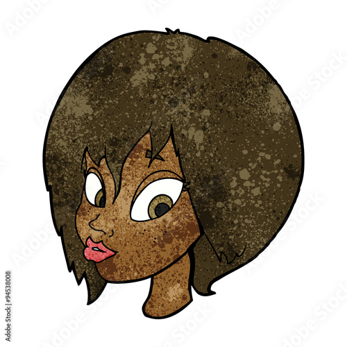 cartoon pretty female face pouting