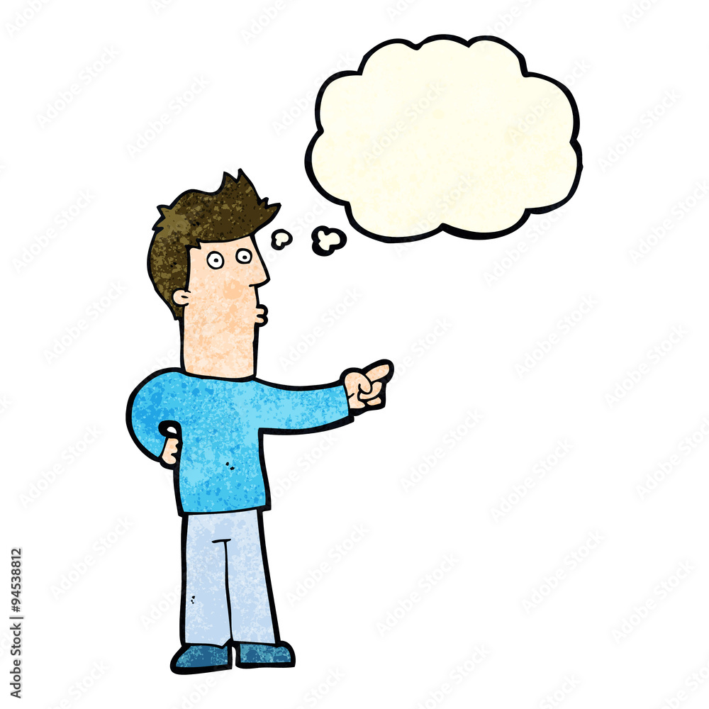 cartoon man pointing with thought bubble cartoon man pointing with thought bubble