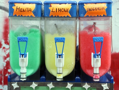 Three flavors of grenadine ice for sale in italy