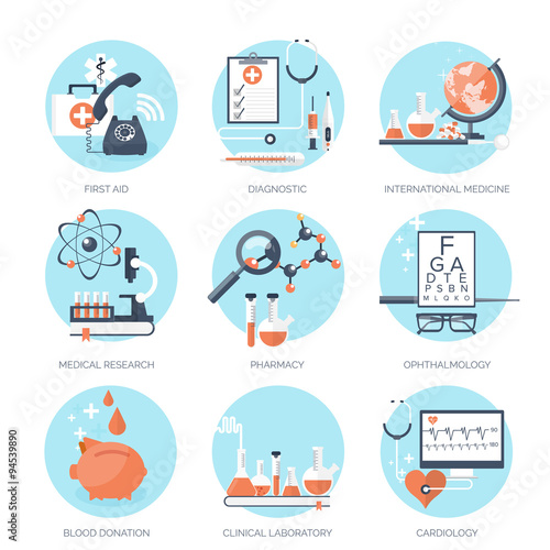Vector illustration. Flat medical and chemical background