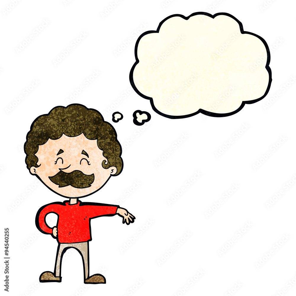 cartoon man making camp gesture with thought bubble cartoon man making camp gesture with thought bubble