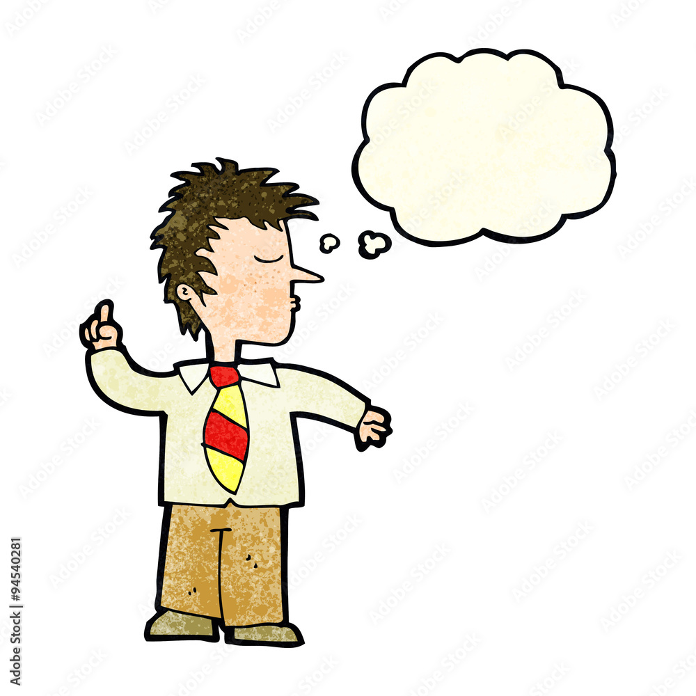 cartoon man making his point with thought bubble cartoon man making his point with thought bubble