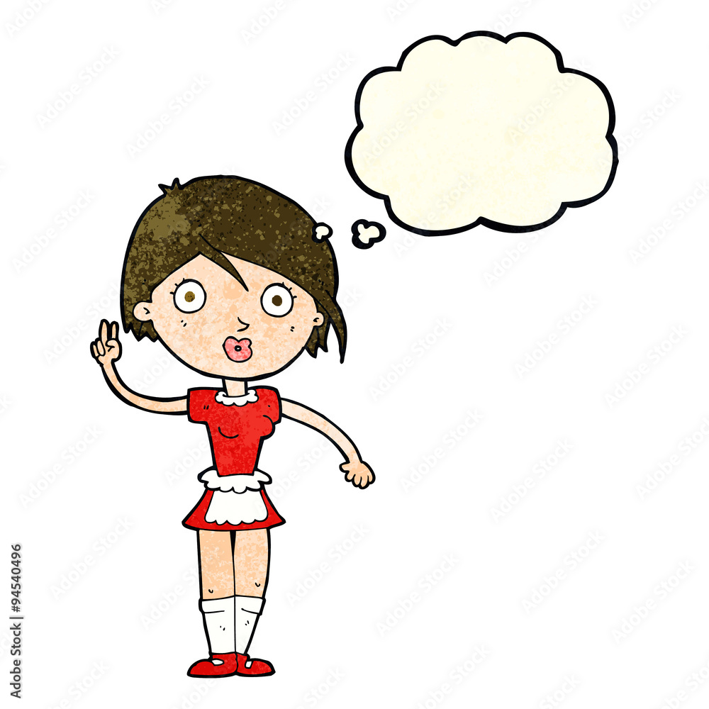 cartoon waitress making hand gesture with thought bubble cartoon waitress making hand gesture with thought bubble