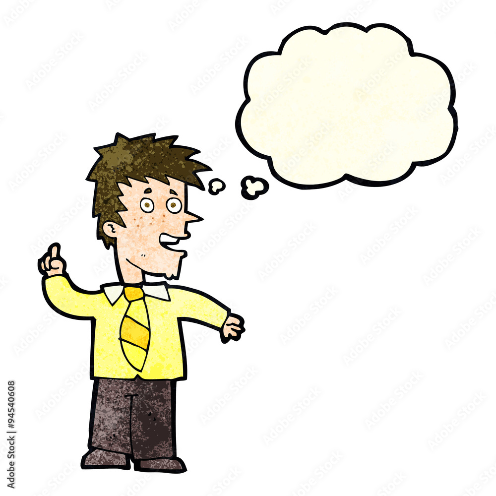 cartoon man with idea with thought bubble cartoon man with idea with thought bubble