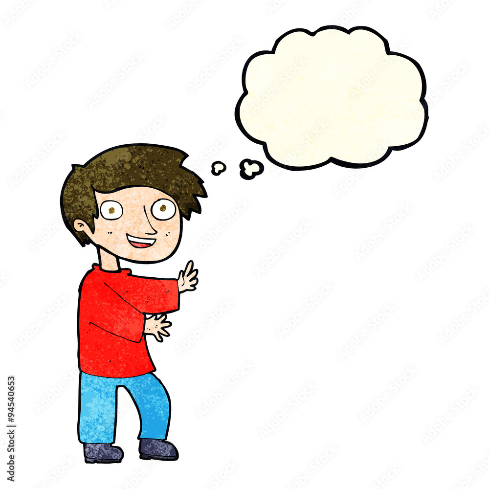 cartoon excited boy with thought bubble cartoon excited boy with thought bubble