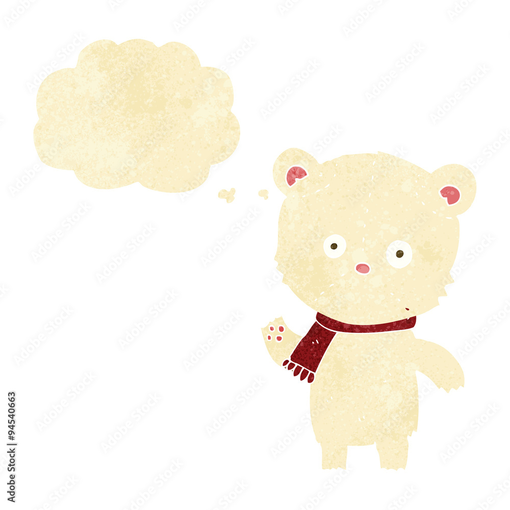 cartoon waving polar bear with thought bubble cartoon waving polar bear with thought bubble