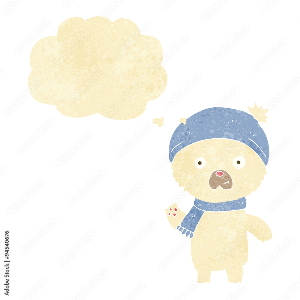 cartoon waving polar bear with thought bubble cartoon waving polar bear with thought bubble