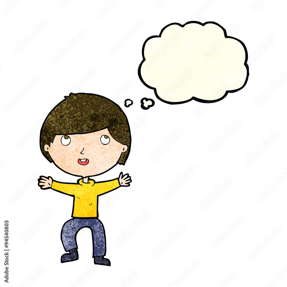 cartoon happy boy with thought bubble cartoon happy boy with thought bubble