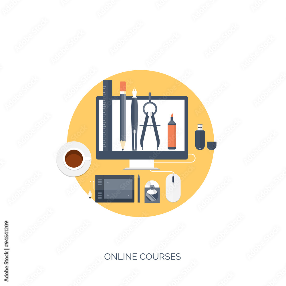 Flat vector illustration. Study and learning concept background Flat vector illustration. Study and learning concept background