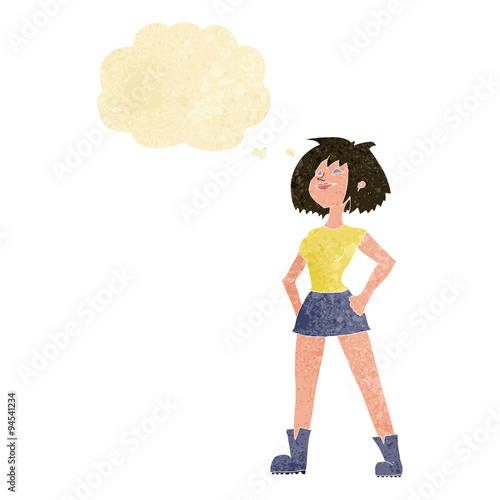 cartoon capable woman with thought bubble