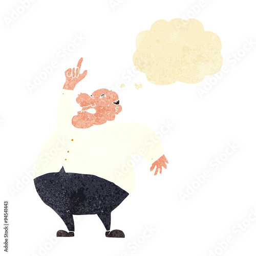 cartoon big fat boss with thought bubble