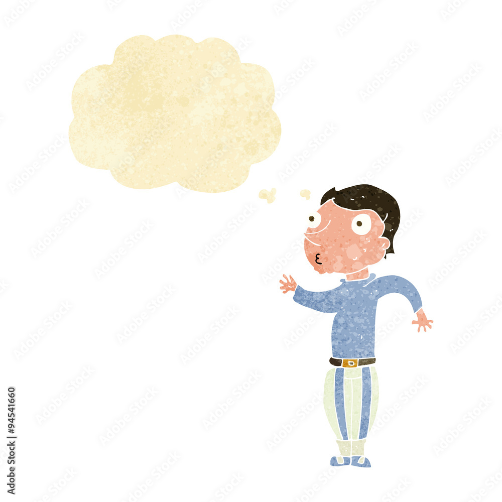 cartoon man in loud clothes with thought bubble cartoon man in loud clothes with thought bubble