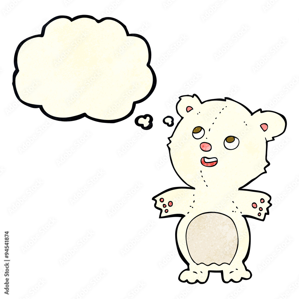 cartoon happy little polar bear with thought bubble cartoon happy little polar bear with thought bubble