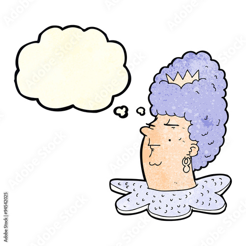 cartoon queen head with thought bubble