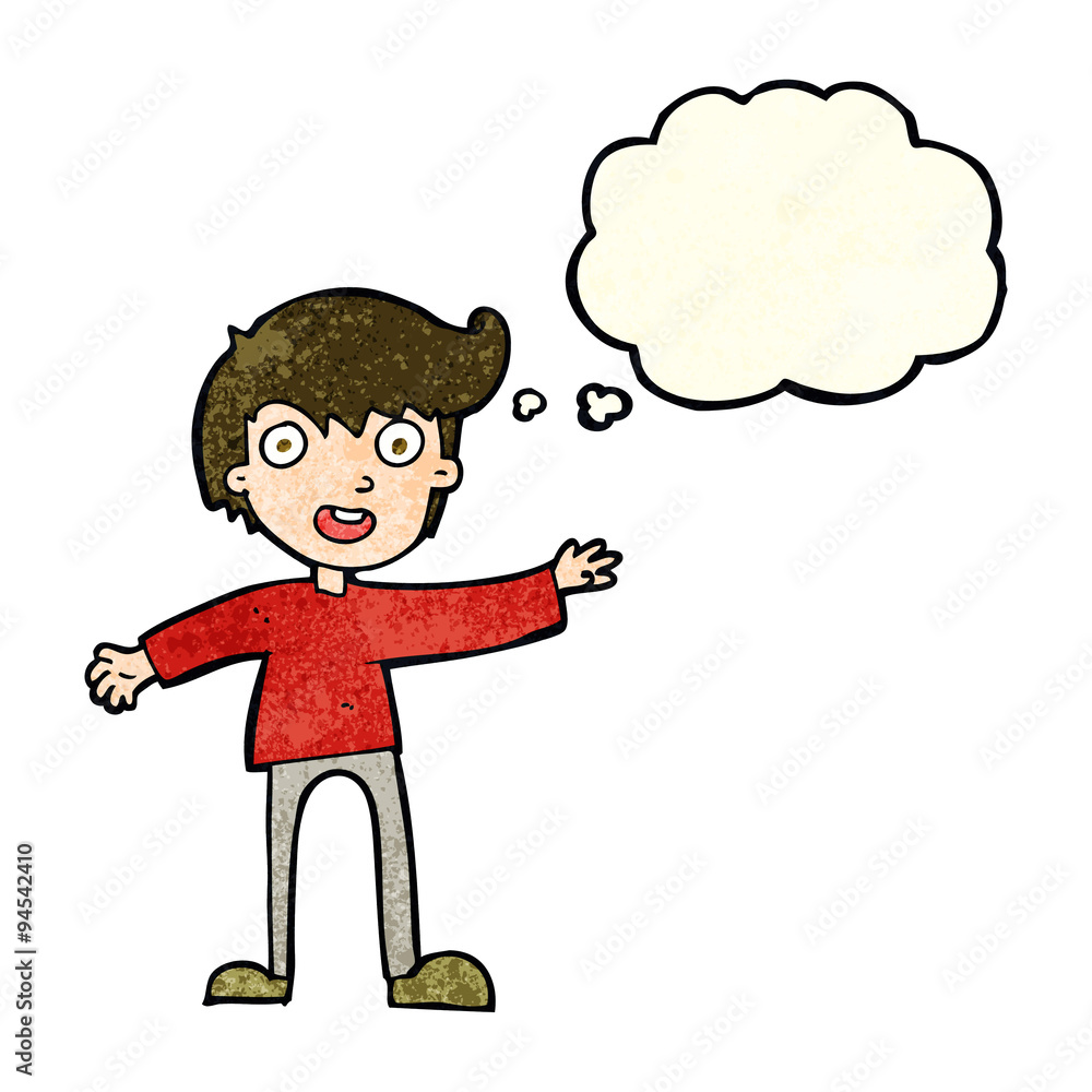 cartoon excited boy with thought bubble cartoon excited boy with thought bubble