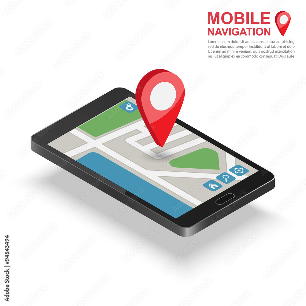 3d isometric mobile GPS navigation concept, vector 3d isometric mobile GPS navigation concept, vector