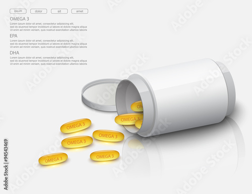 Fish oil infographic, vector