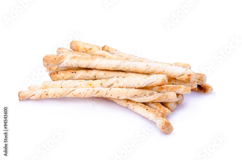 Cheese twist snack isolated on white background