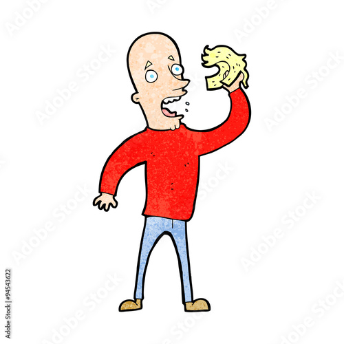 cartoon bald man with wig