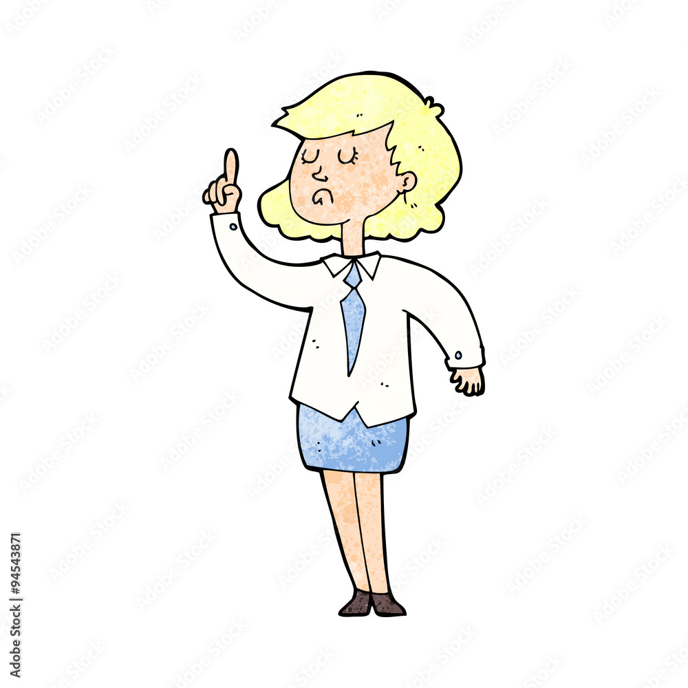 cartoon woman making point cartoon woman making point