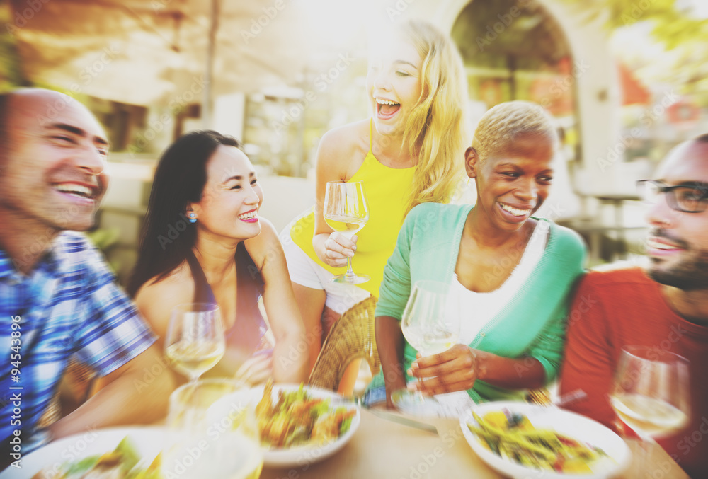 Diverse People Luncheon Outdoors Food Concept Diverse People Luncheon Outdoors Food Concept