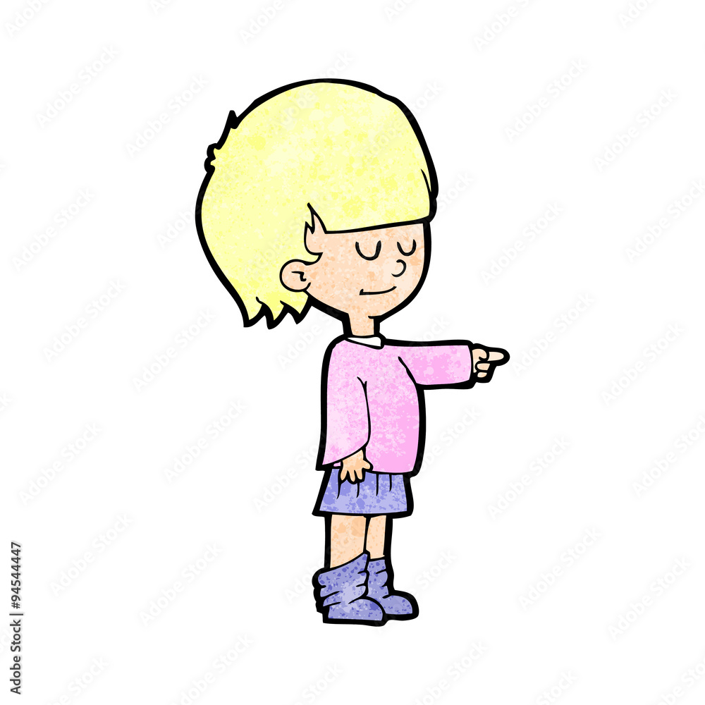 cartoon girl pointing cartoon girl pointing