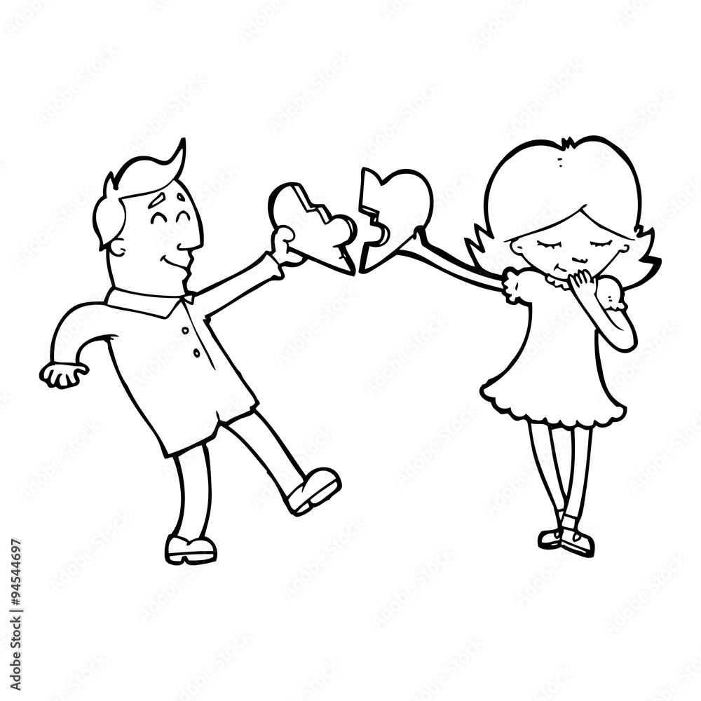 line drawing cartoon couple in love Stock Vector | Adobe Stock