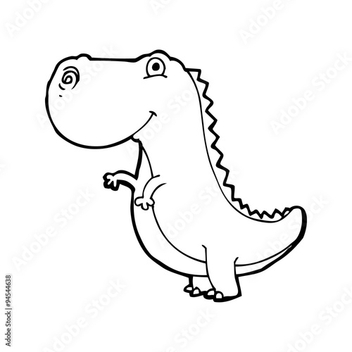 line drawing cartoon  dinosaur