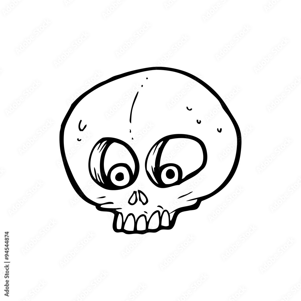 line drawing cartoon funny skull Stock Vector | Adobe Stock