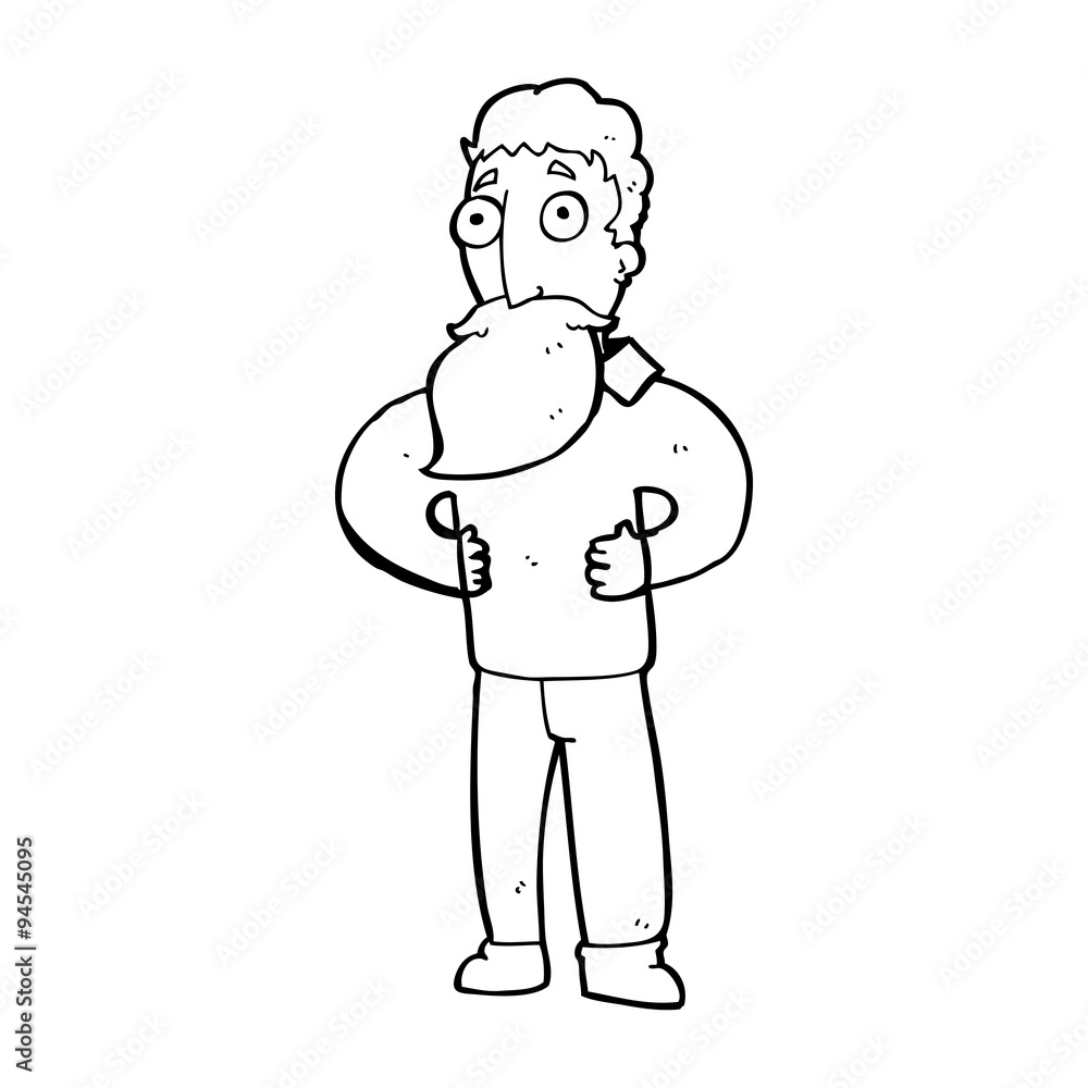 line drawing cartoon  man with beard