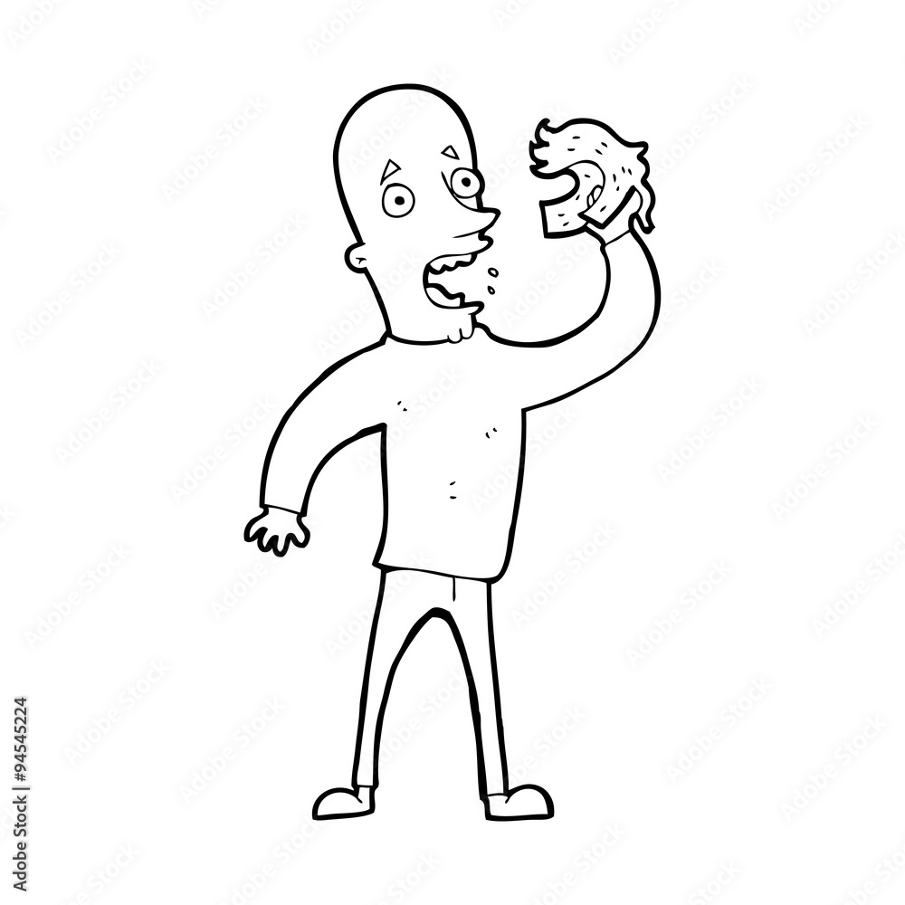 line drawing cartoon bald man with wig line drawing cartoon bald man with wig