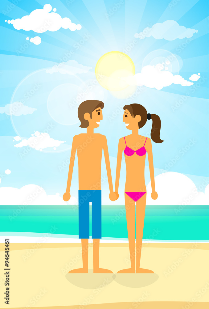 Couple On Summer Vacation Holiday Tropical Ocean Island
