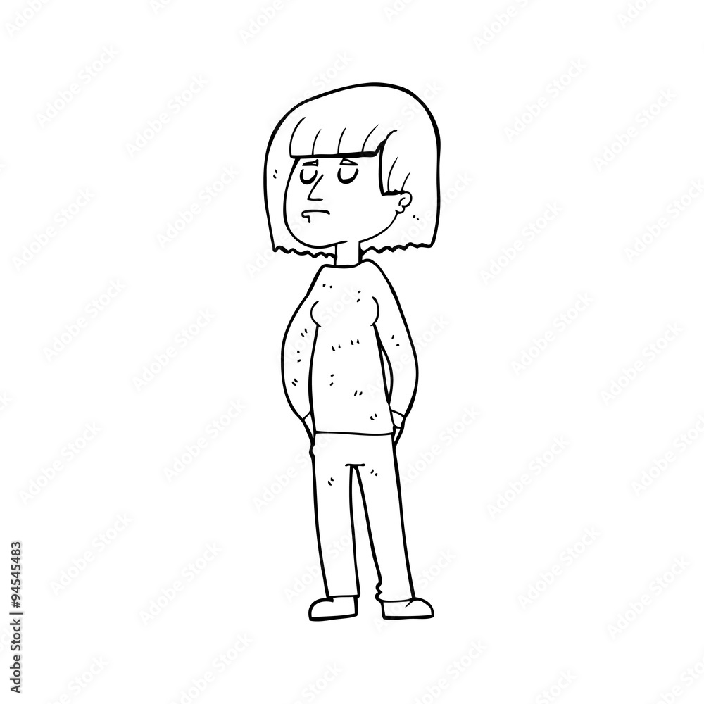 line drawing cartoon woman ignoring line drawing cartoon woman ignoring