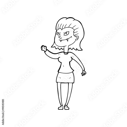 line drawing cartoon vampire girl