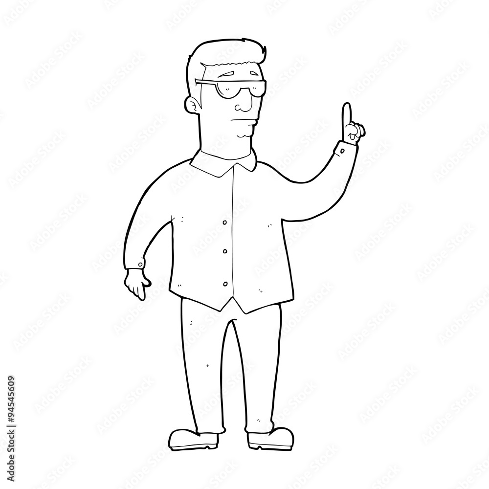 line drawing cartoon  man wearing sunglasses
